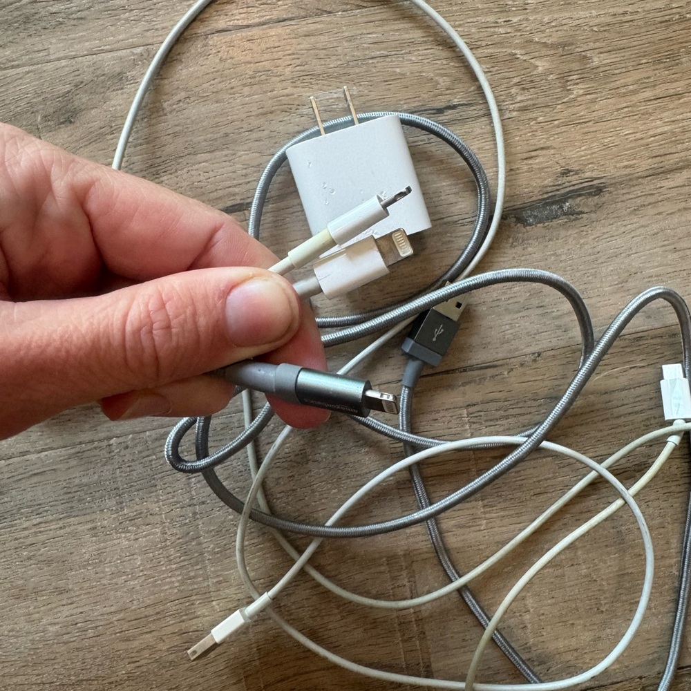Mixed Device Charging Cables and USB Wall Adapter - White & Gray